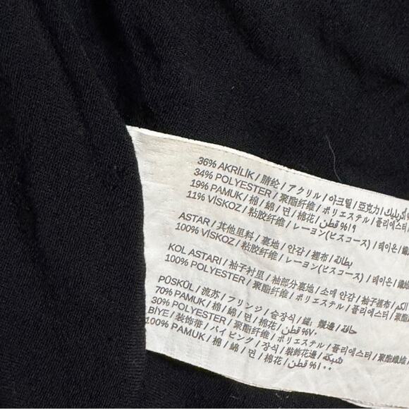 Mango Open Front Fringe Trim Cropped Blazer Jacket Black Size XS - Picture 4 of 5